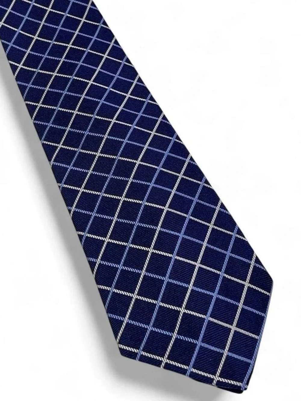 Brooks Brothers Makers Pure Silk Navy Blue w/White & Blue Design Tie L57